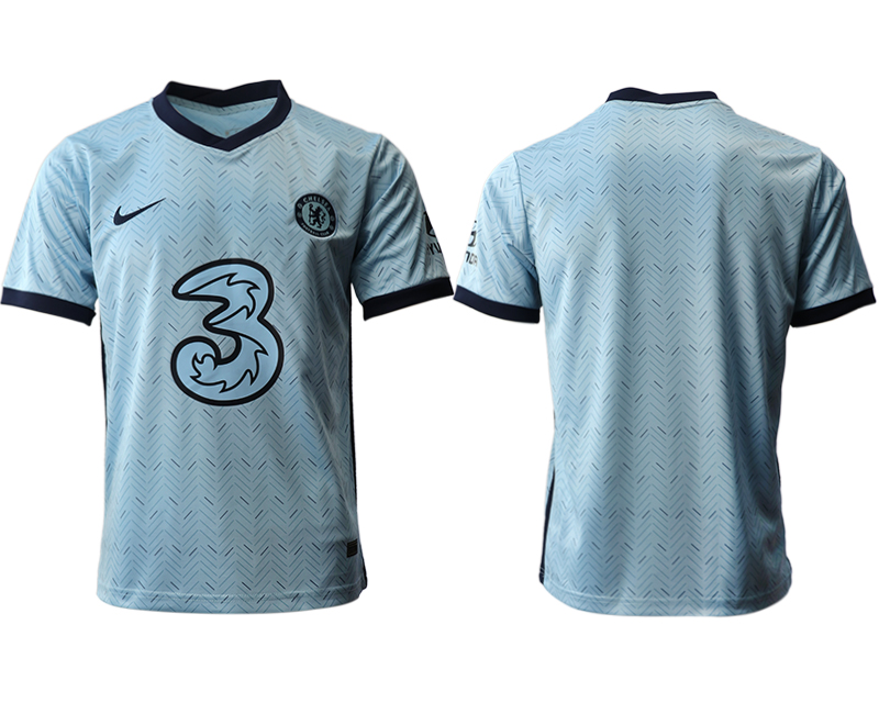 Men 2020-2021 club Chelsea away aaa version blank Light blue Soccer Jerseys->->Soccer Club Jersey